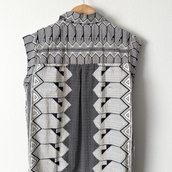 Maeve Lillian Button Front Sleeveless Earthy Boho Print Midi Shirt Dress Size XL - Picture 9 of 11